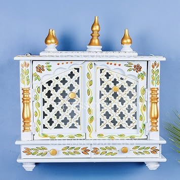 Devyom Wooden Readymade Wall Hanging Puja Temple for Home God Stand for Pooja Room Mandir Wood Devghar Stand for Office and Shop Devyom-391
