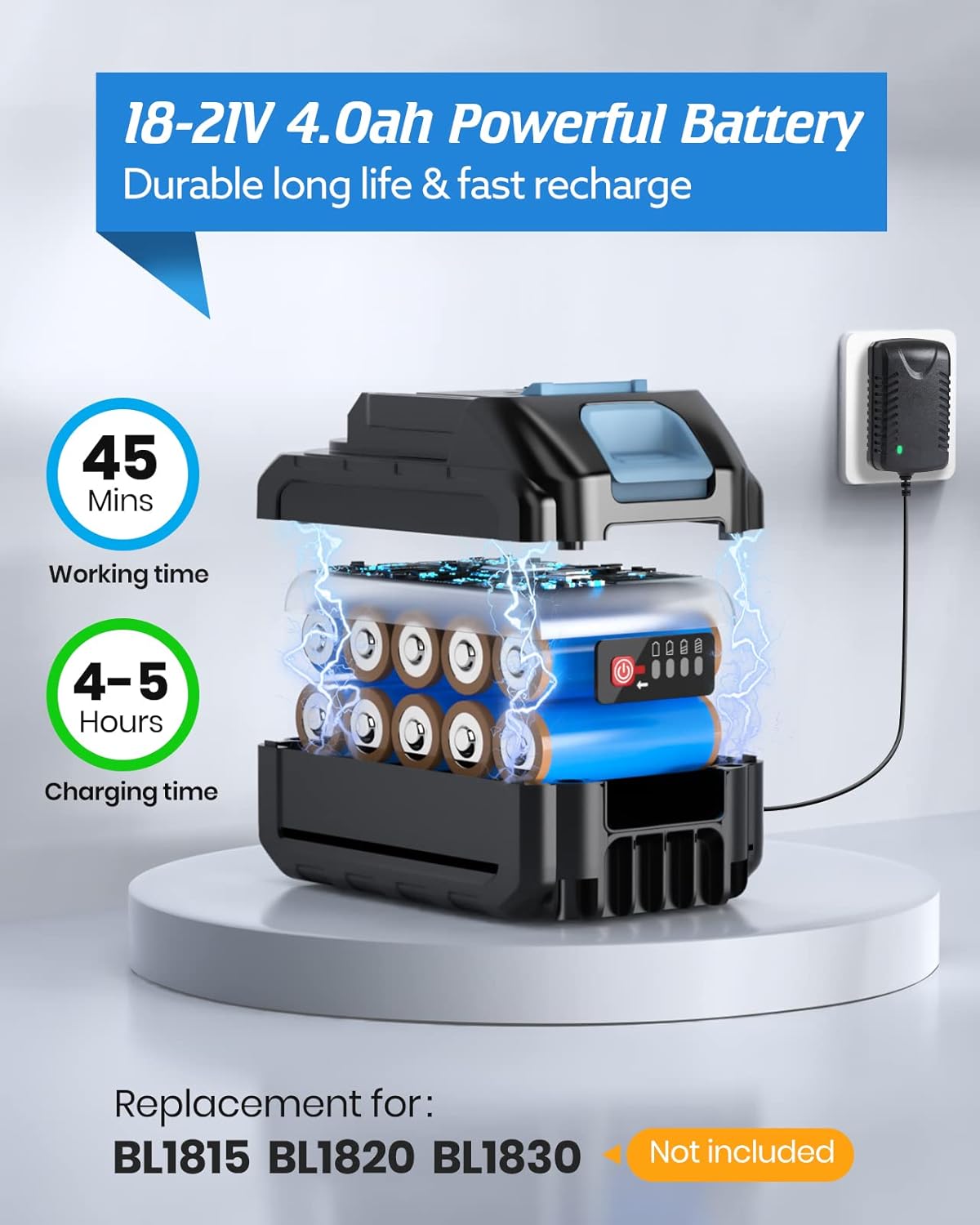 Aihand Cordless Power Washer, 652PSI Cordless Pressure Washer with Rechargeable 4.0Ah Battery, 6-in-1 Nozzle, Portable Pressure Washer for Car/Fence/Floor Cleaning & Watering, Charger Included