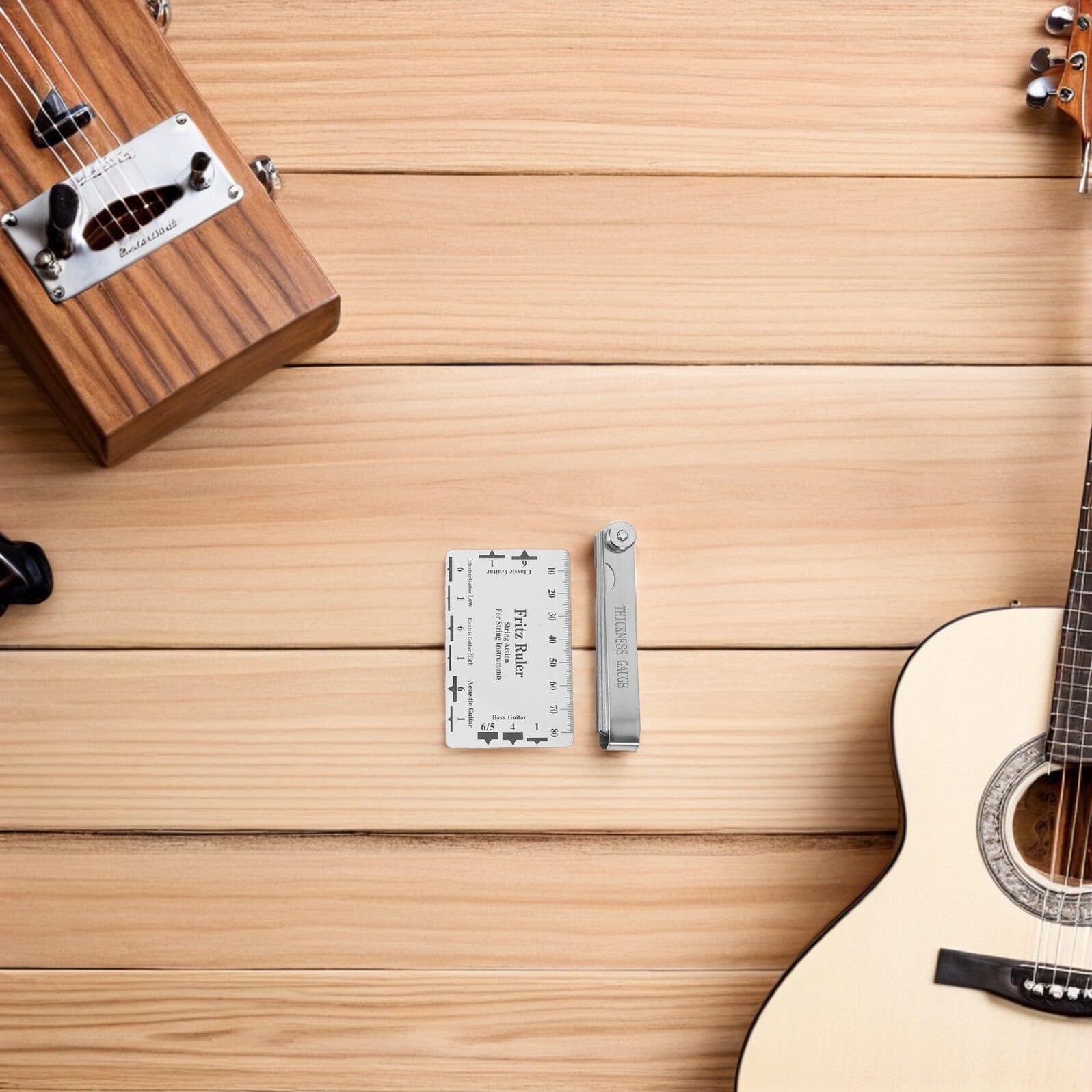 Kit de 17 Herramientas de Medición para Guitarra Acústica, Regla de Acción de Cuerdas en Forma de T, Juego de Calibres de Radio y Galgas de Espesores para Reparación