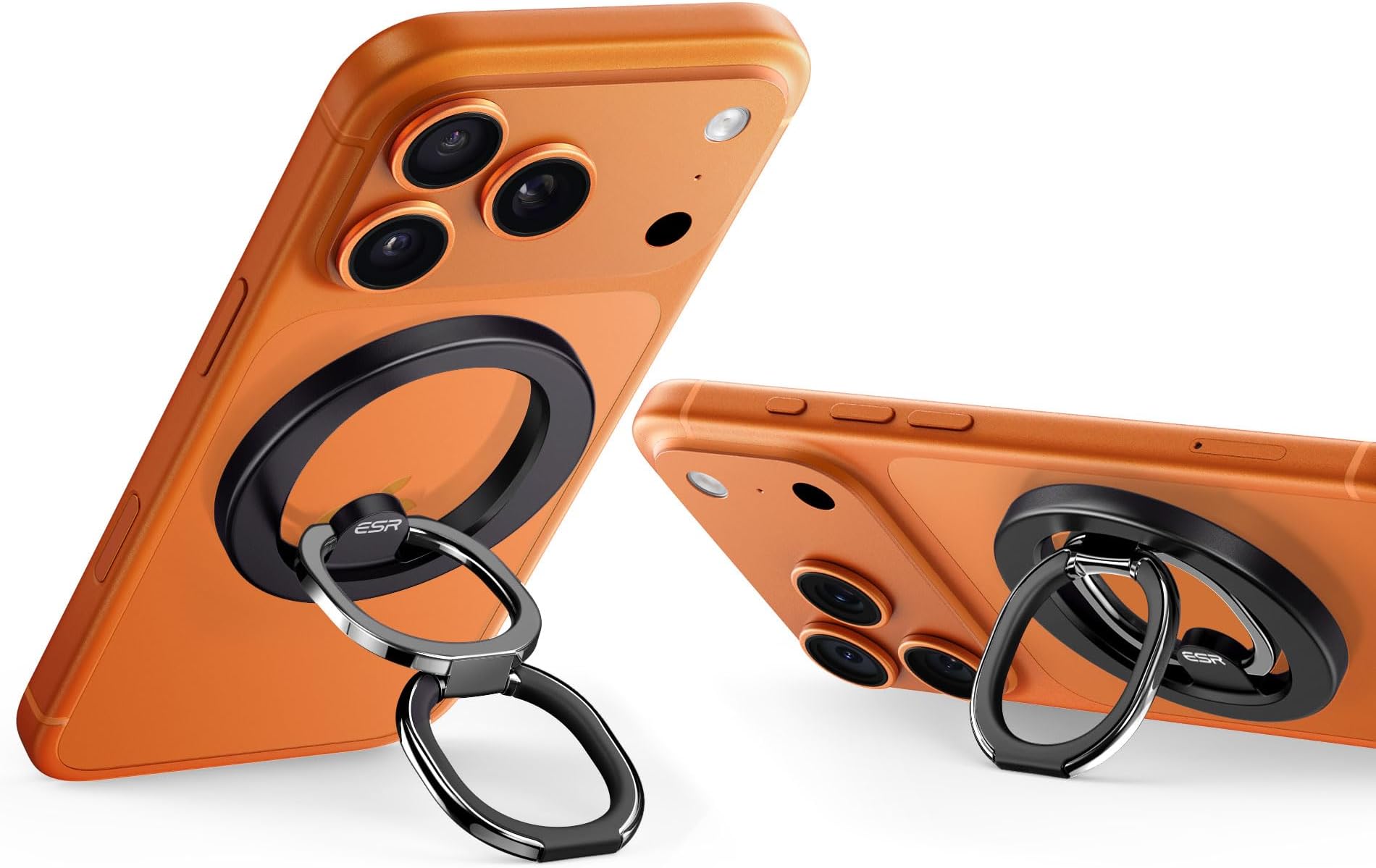 - for MagSafe Ring Holder, Phone Grip with 2-Way Adjustable Stand, Phone Ring Grip Holder for iPhone Air 17e 17 16e 16 15 14 13 12, Samsung, Pixel 10, All Smartphones, Black(2 Metal Rings Included)