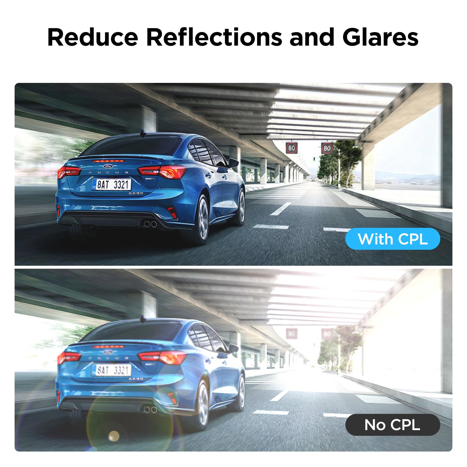 VIOFO CPL-600 Objectif filtre polarisant uniquement pour caméra arrière, A329S (version mise à jour) / A229 Ultra Series Dashcam arrière / téléobjectif RTC420