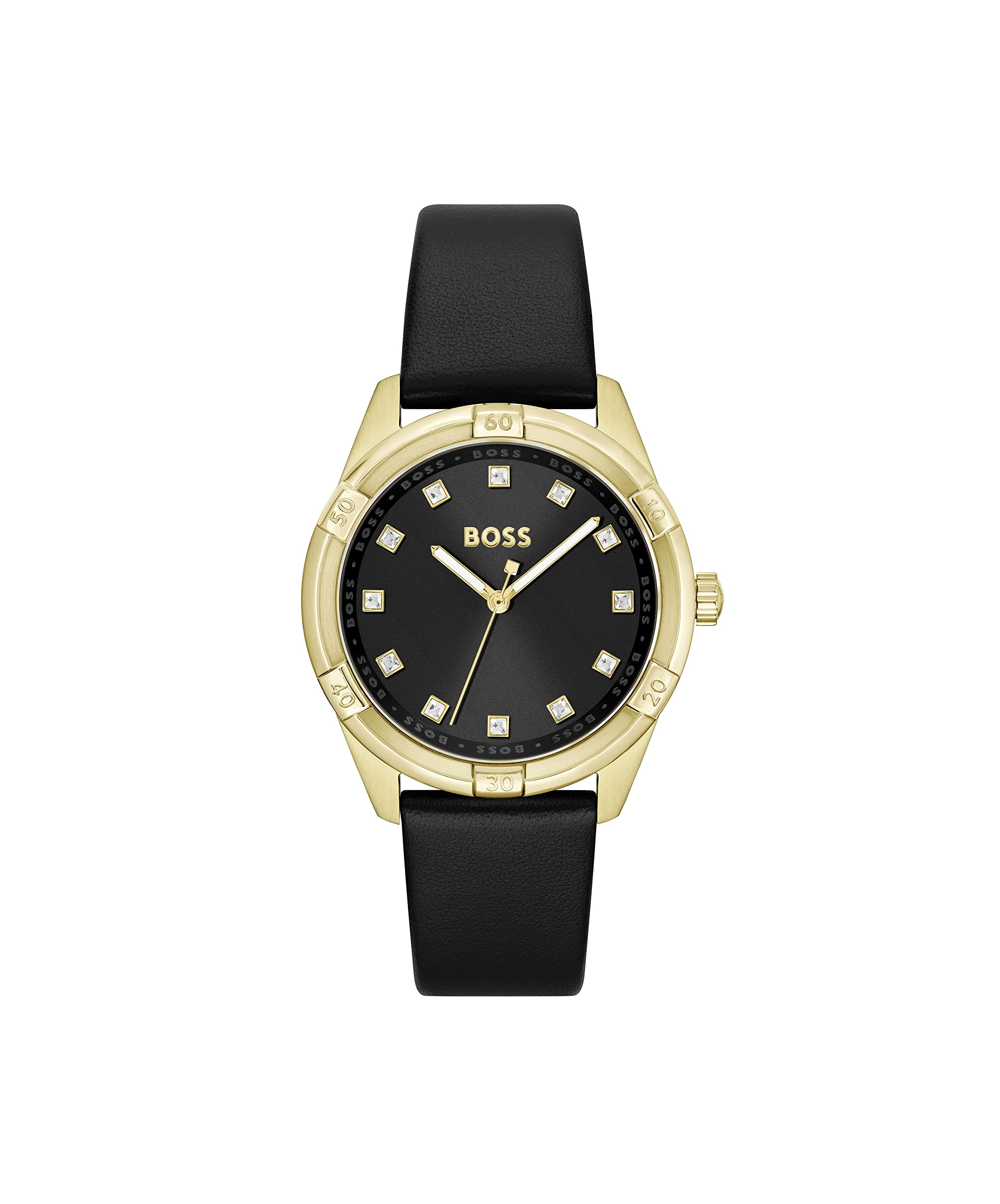 BOSS Rhea Qtz Basic Slim Black Round Dial Womens Watch|Black Leather Material|Black Color Band - 1502697 (B0BSXJH133) Amazon Price History, Amazon Price Tracker