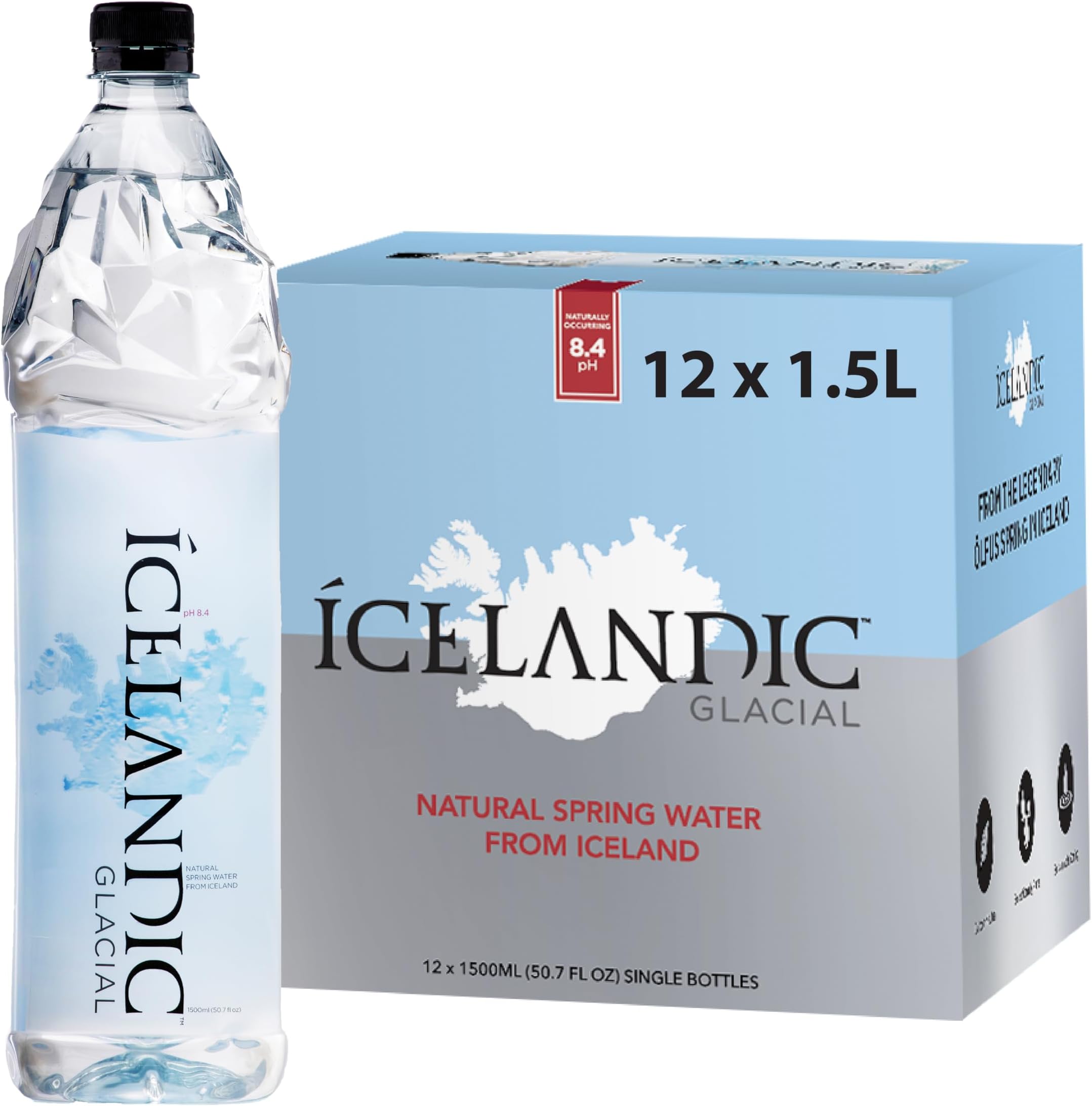 Icelandic Glacial Natural Spring Alkaline Water, 50.7 Fl Oz (Pack of 12)
