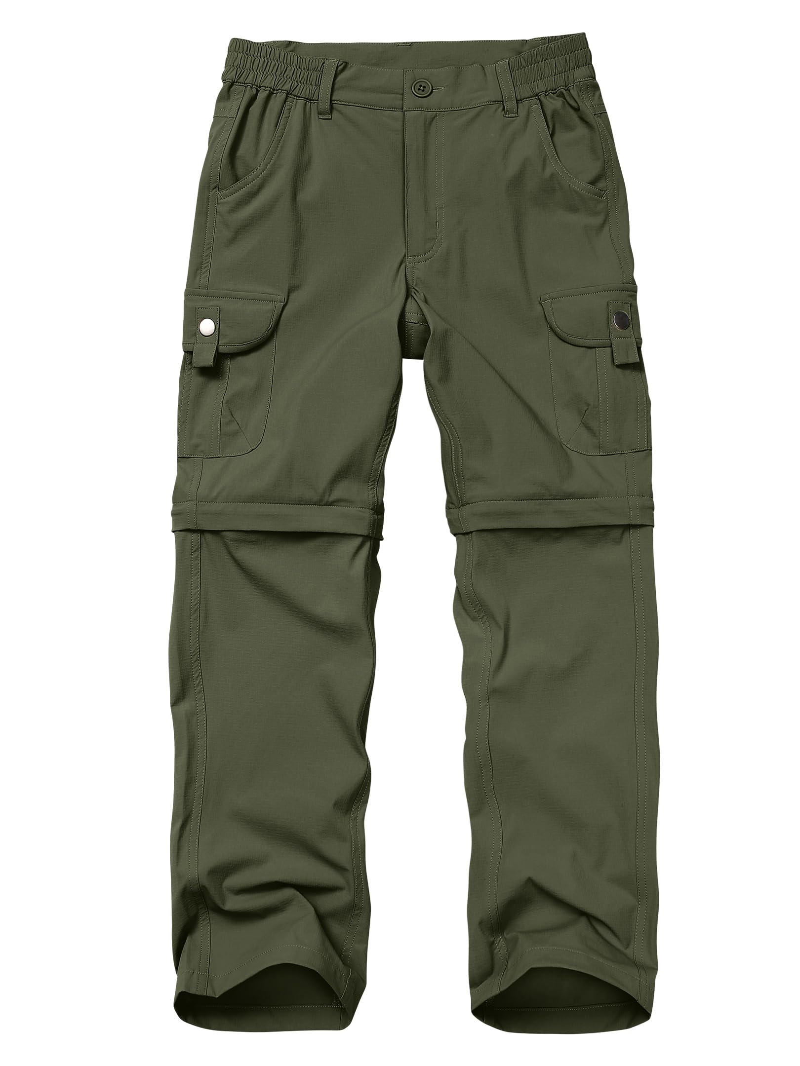 Kids' Cargo Pants, Boys Convertible Hiking Pants, Boy Zip Off Outdoor Casual Pants Quick Dry Climbing Trousers for Youth (US, Alpha, Medium, Regular, Army Green)