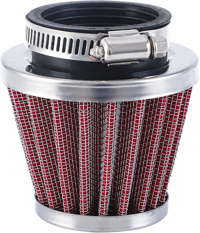 CarBole Univerzális Motorkerékpár Légszűrő 38-40mm - Piros Sportszűrő Robogókhoz, ATV-hez, Mopedhez, Duplarétegű Acél Kialakítással