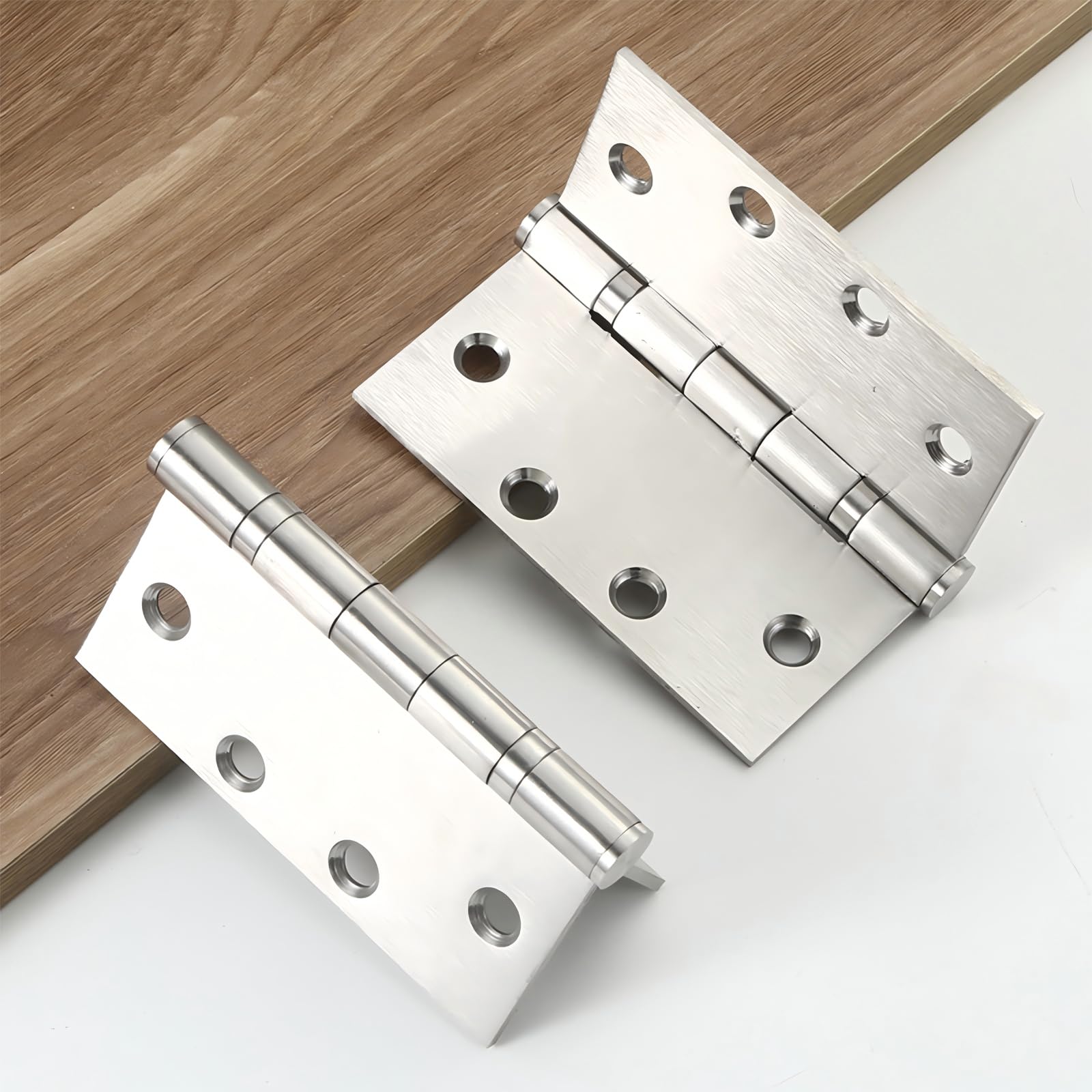 Paquete de 3 bisagras de puerta comerciales resistentes de 4.5 x 4.5 pulgadas, grosor de acero inoxidable de 3 mm, bisagra de puerta de rodamiento de bolas de acero silencioso con esquinas cuadradas