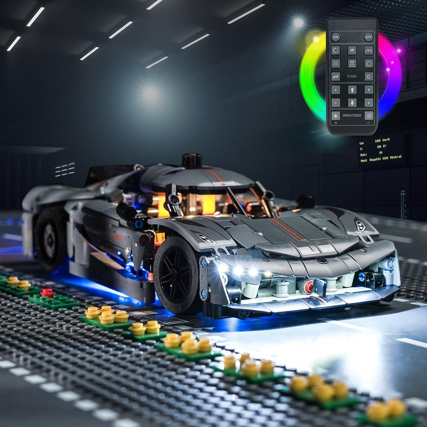 BrickBling LED Lights Compatible with Lego Technic Koenigsegg Jesko Absolut Grey Hypercar, Creative Light Kit for Lego 42173 (No Model, RC Version)