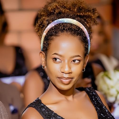 Miniatura 3 de Jaciya Diadema de diamantes de imitación de cristal brillante arcoíris para mujeres y niñas, accesorios para el cabello, banda para la cabeza con