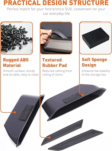 Miniatura 2 de Savadicar Caja de almacenamiento para manija de puerta, organizador de bolsillos interiores de ABS para Ford Bronco 2021 2022 2023 de 4 puertas,