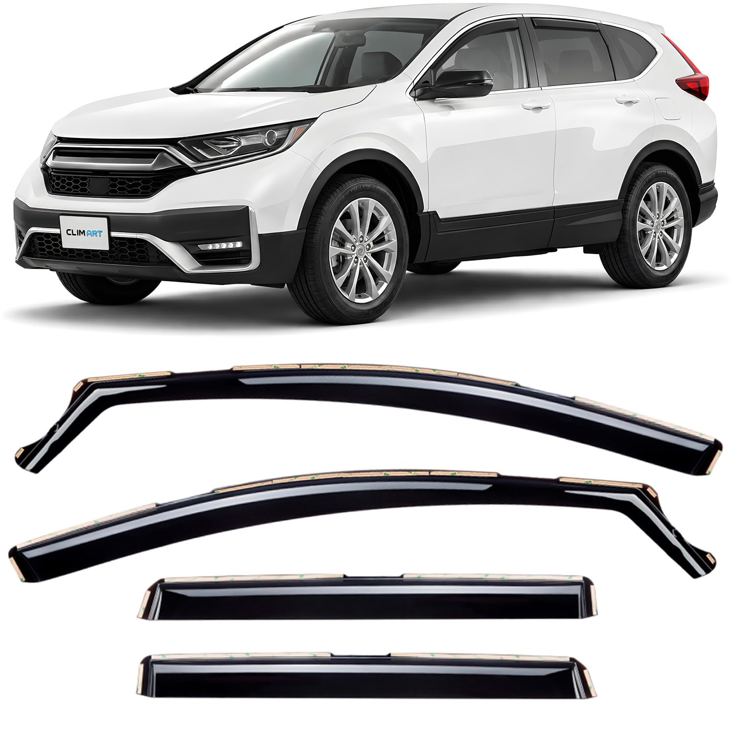 CLIM ART in-Channel Incredibly Durable Rain Guards for Honda CR-V (CRV) 2017-2022, Original Window Deflectors, Vent Deflector, Vent Window Visors, Dark Smoke Car Accessories, 4 pcs - 617450