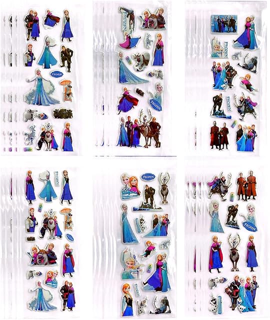 FEIFEI'S BOW 24 Sheets Kids Toddlers 3D Princess Spiderman Avengers Puffy Stickers Party Bag Fillers Boys Girls Teachers as Reward Craft Scrapbooking Animals Trucks Airplane (Frozen)