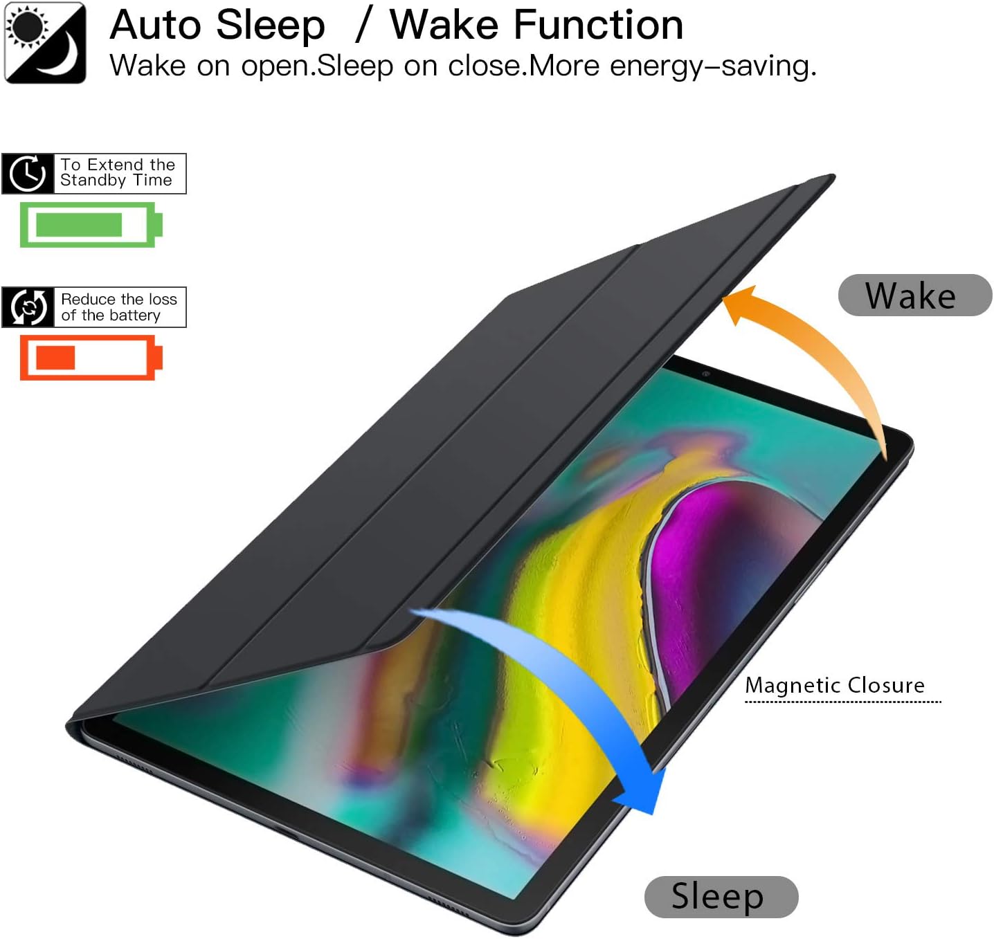 Ztotop Case for Samsung Galaxy Tab S5e 10.5 Inch 2019, Strong Magnetic Ultra Slim Tri-Fold Smart Case Cover with Auto Sleep/Wake for SM-T720/SM-T725 Samsung Galaxy Tab S5e 10.5 2019 Release - Black