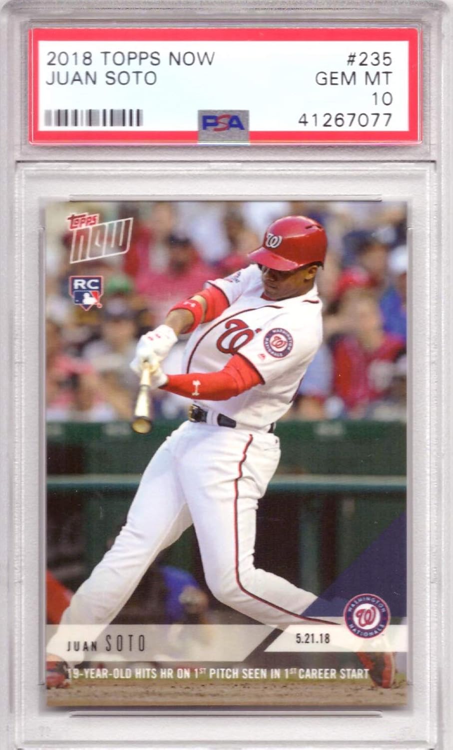 2018 Topps Now Baseball #235 Juan Soto Rookie Card Graded PSA 10 Gem Mint