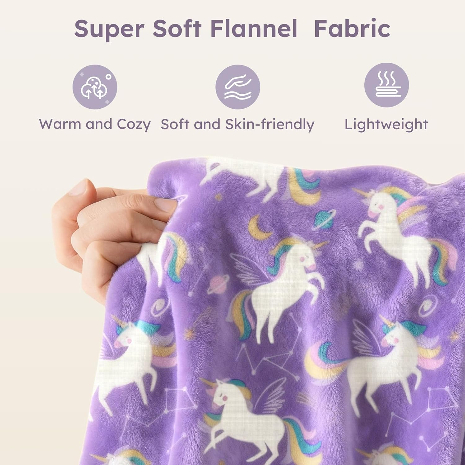 Yoofoss Glow in The Dark Blanket, Unicorn Blanket for Girls Kids Age 1-12, Magical Unicorn Fleece Throw, Super Soft Toddler Blanket for Bed Sofa Decor, for Kids & Toddlers 40"x50" - Image 5