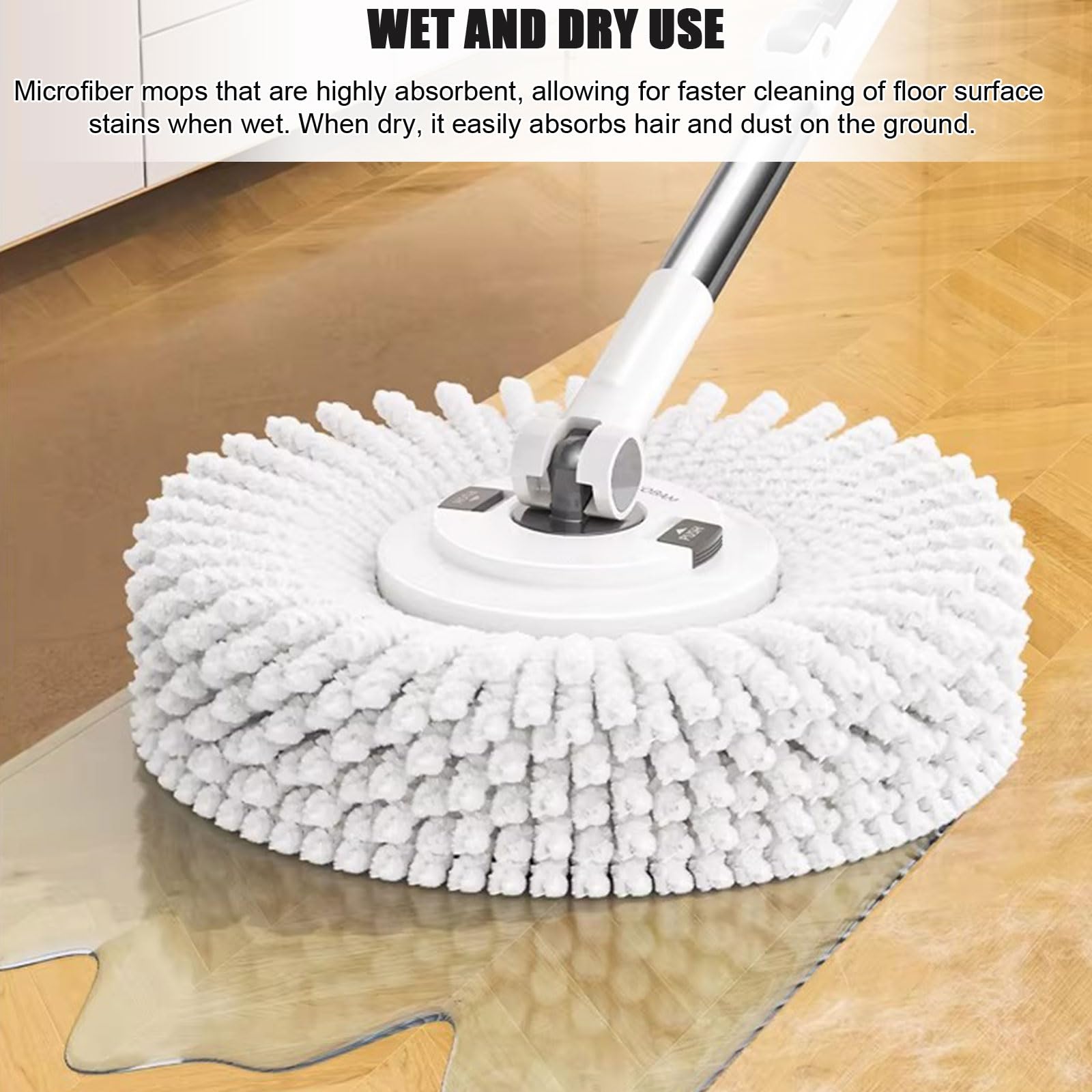 Este Juego de fregona giratoria y Cubo con escurridor para el hogar, Sistema de fregona giratoria de 360°, fregona húmeda para Polvo para Limpieza de Suelos con 5 Cabezales de Microfibra.