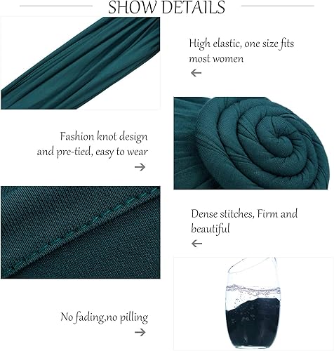 Vista 6 de SATINIOR 6 Pieces Turbans Head Wraps for Women Soft Pre Tied Knot Fashion Cancer Turban Chemo Headwear Cap Headwrap Hat