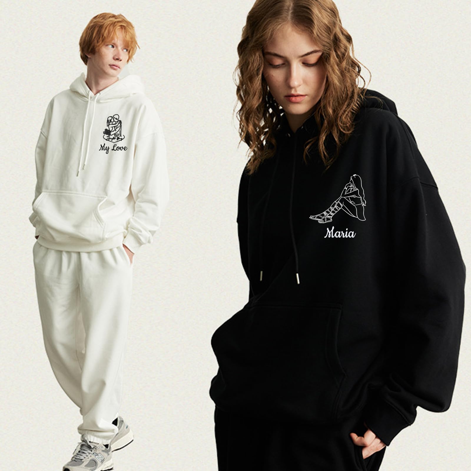 Sweat à Capuche Personnalisé Créez Votre Propre Sweat à Capuche Portrait de Photo Cadeau de Saint-Valentin pour Hommes et Femmes