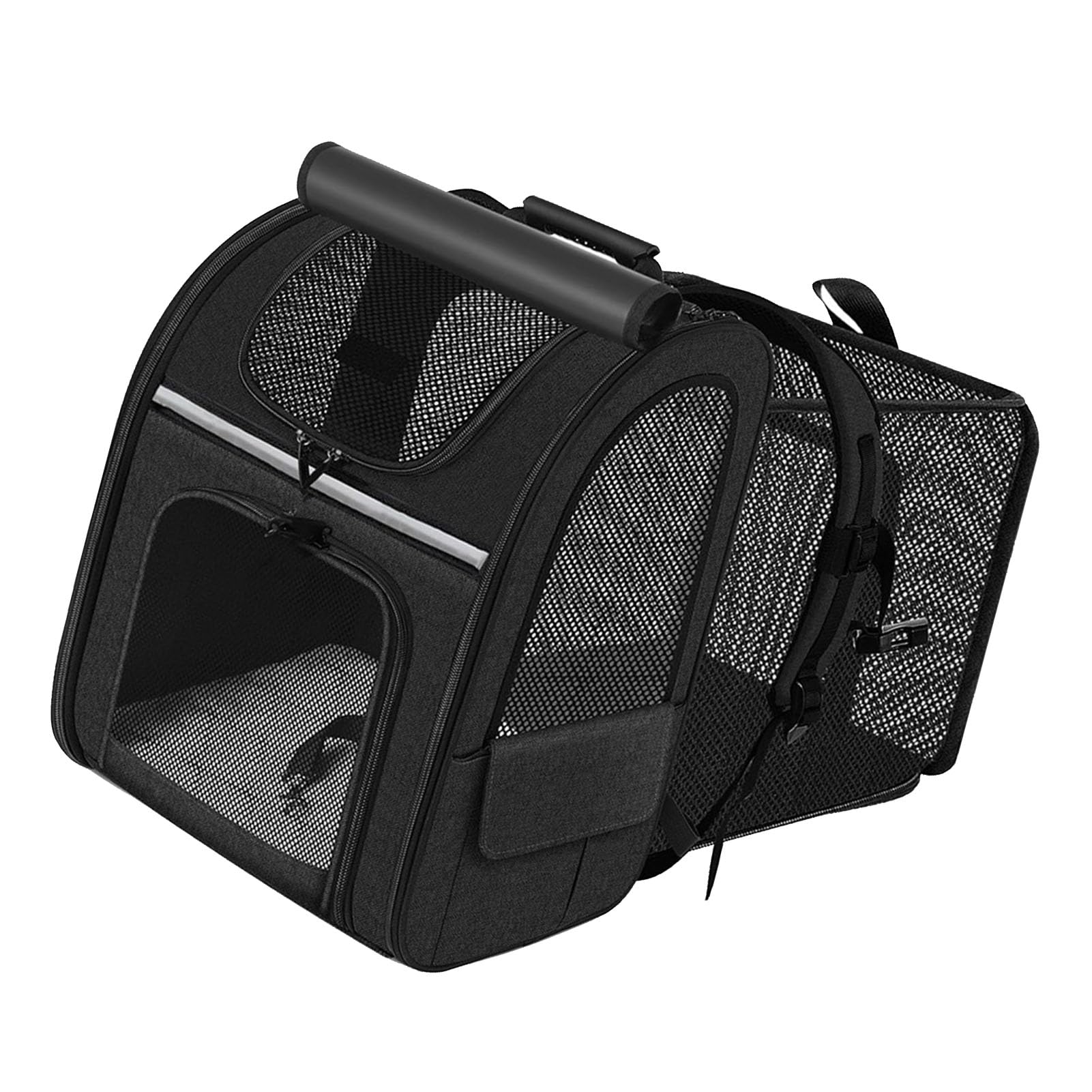 Hamwesh Zaino per Animali Domestici, Trasportino per Animali Domestici in Rete Traspirante Pieghevole Espandibile, Zaino da Viaggio con Fondo Imbottito e Tasche Laterali per Escursioni