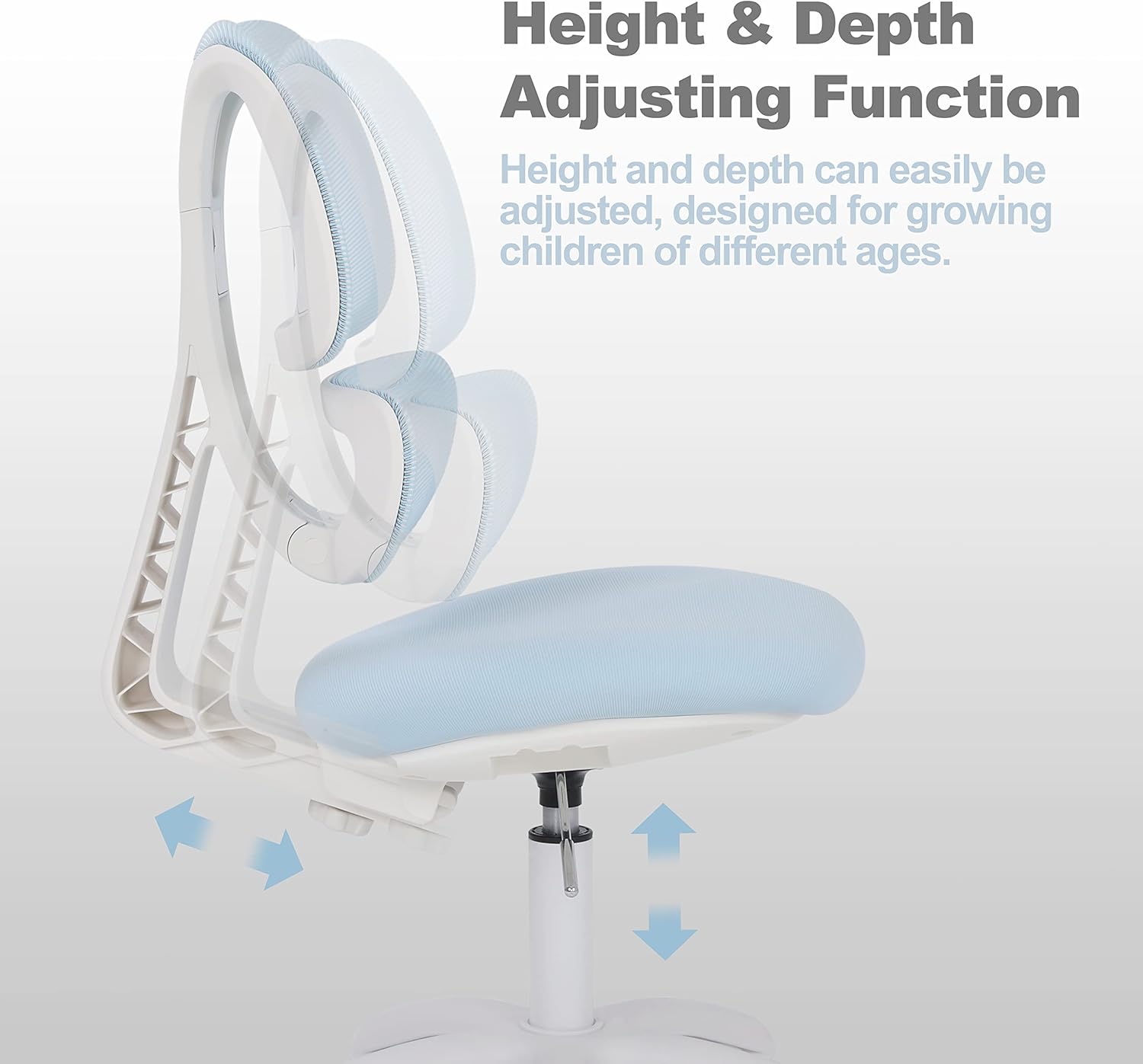 Kids Desk Chair, Boy's Girl's Child's Children Teenager Study Office Computer Chair, Ergonomic Design, Adjustable Height and Seat Depth, Lumbar Support, Swivel Type (Blue)