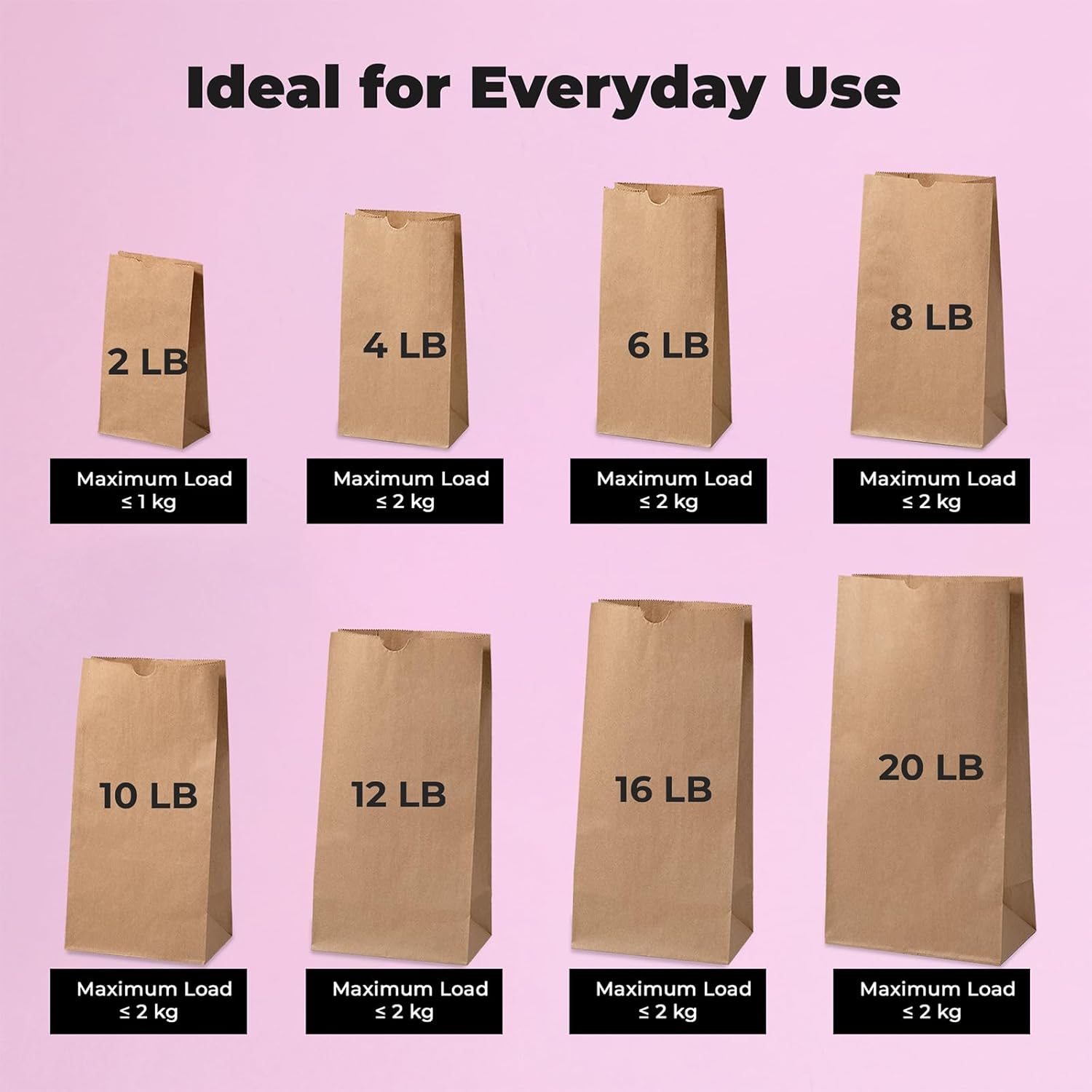 Fit Meal Prep 500 Pack 10 lb Brown Paper Lunch Bags, 13.2 x 6.3 x 4" Premium Kraft Paper Bags Bulk for Small Business, Recyclable Paper Snack Sacks, Durable Grocery Bag for Food Storage, Packing