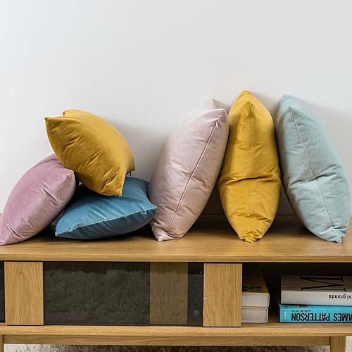 Miniatura 2 de JUSPURBET - Juego de 2fundas de cojín lumbar de terciopelo, amarillo mostaza, 12 x 20pulgadas, decorativas, suaves y unicolor para sofá o cama