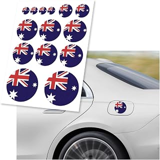 American Flag Decal, Patriotic Reflective Stripe USA Flags Car Sticker with Multiple Size, Waterproof Universal American Vehicle Decal Sticker for Car Helmet Laptop (Australia, Round)