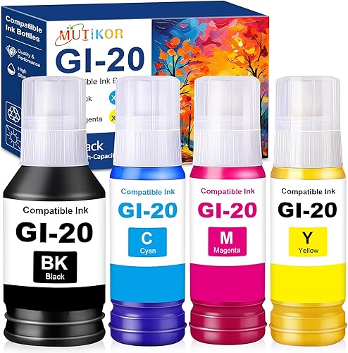 GI-20 G7020 G6020 Tinta de impresora compatible con botellas de repuesto de tinta Canon GI20 para Canon GI 20 GI20 GI-20 Juego de botellas