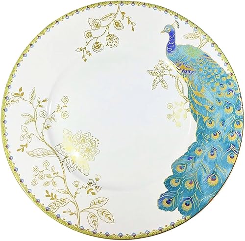222 Fifth Plato de cena de porcelana Peacock Garden Collection | 1 pieza de repuesto