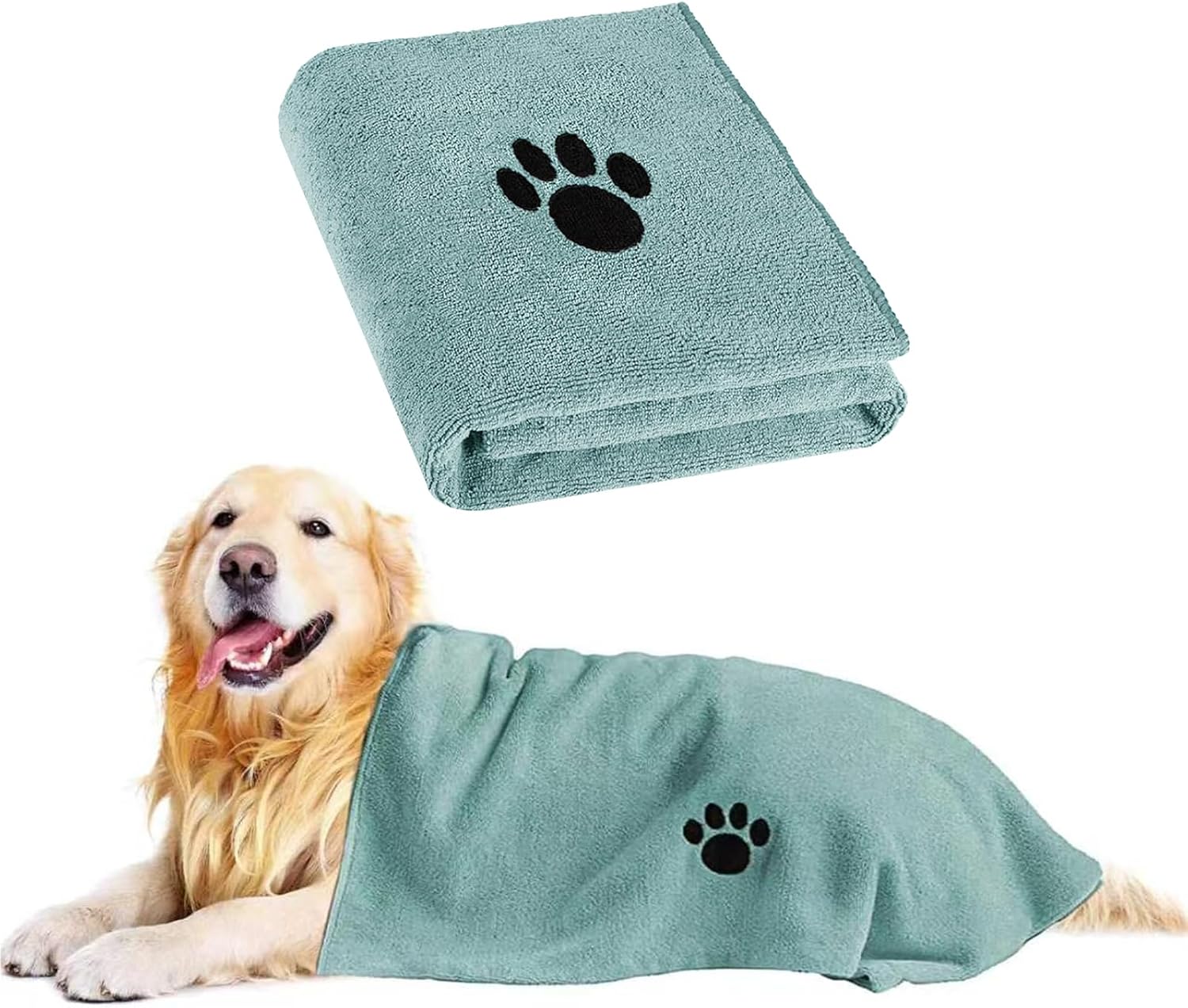 Puomue Microfiber Dog Towels for Drying Dogs, Super Absorbent and Soft Pet Grooming Towel, 40 Inch X 23.6 Inch, Perfect for Large, Medium or Small Dogs, Lake Blue