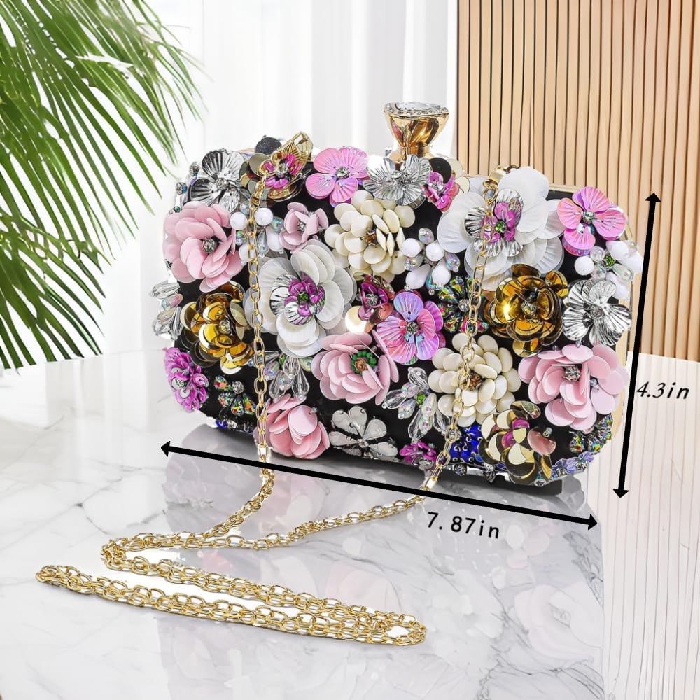 Evening Bag Beaded Clutch Purses for Women Flower Clutch Floral Purse Handbag Wedding Guest Dress Party Clutches Fancy - Image 4