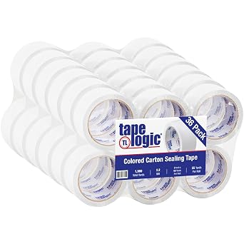 Tape Logic Aviditi Tape Logic 2 Inch x 55 Yard 2.2 Mil White, Heavy Duty Colored Packing Tape, 36 Pack, Perfect for Packing, Shipping, Moving, Home and Office