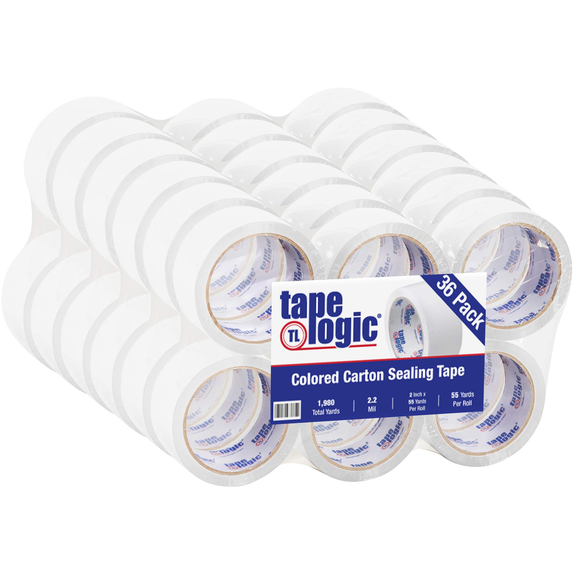 Tape Logic Aviditi Tape Logic 2 Inch x 55 Yard 2.2 Mil White, Heavy Duty Colored Packing Tape, 36 Pack, Perfect for Packing, Shipping, Moving, Home