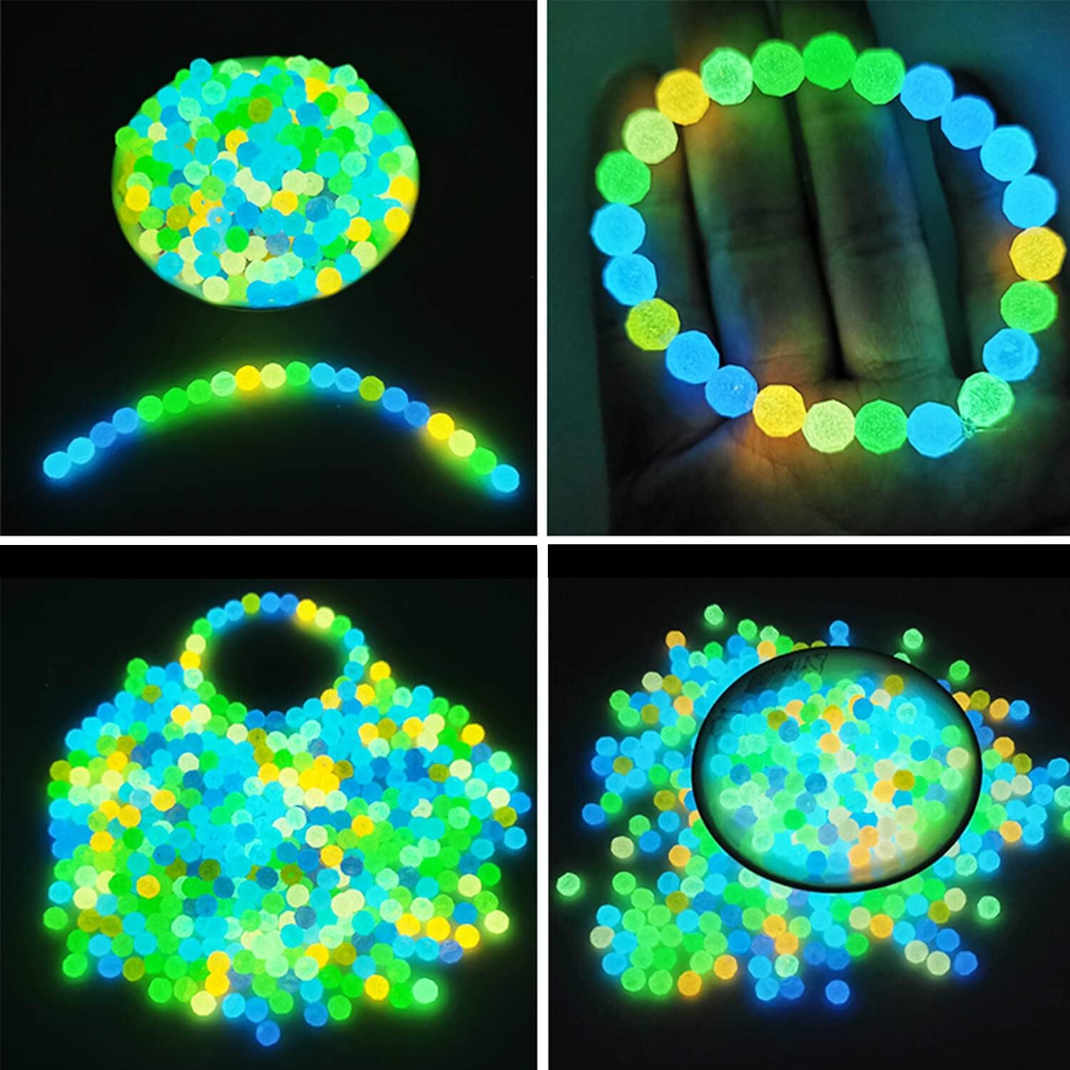 1000Pcs Glow in The Dark Beads Acrylic Luminous Round Beading Kit, 6MM 8MM 10MM Colorful Glowing Plastic Pastel Beads Spacer Charms for DIY Jewelry Craft Necklace Bracelet (Glow) - Image 6