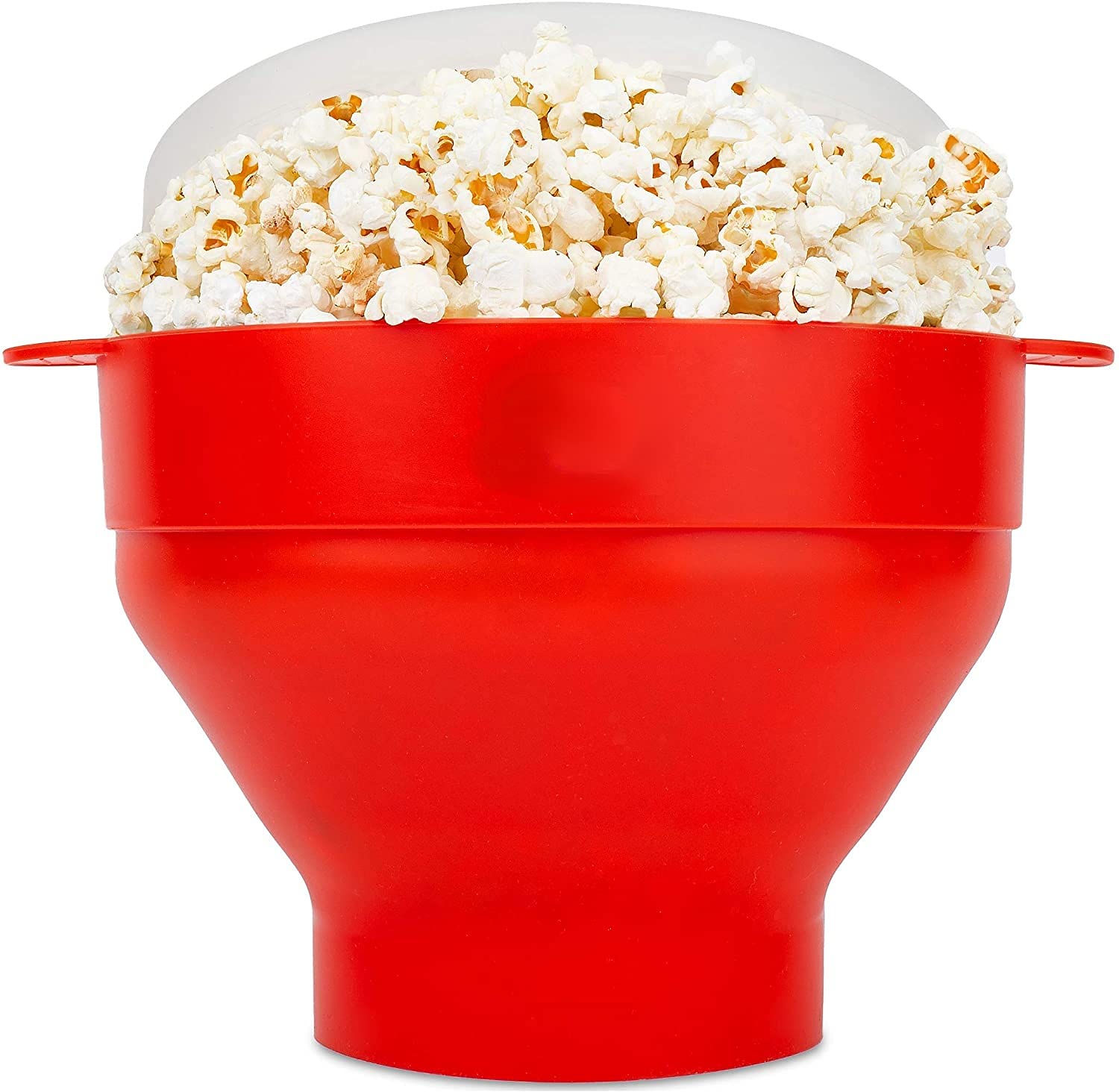 Silicone Microwave Popcorn Popper with Lid (Red)