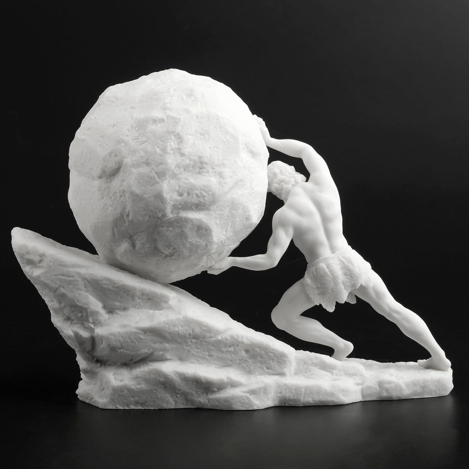 Veronese Design 8 1/8 Inch Sisyphus Pushing The Eternal Boulder Resin Statue Marble White Finish Home Decor Sculpture Greek and Roman Collectible