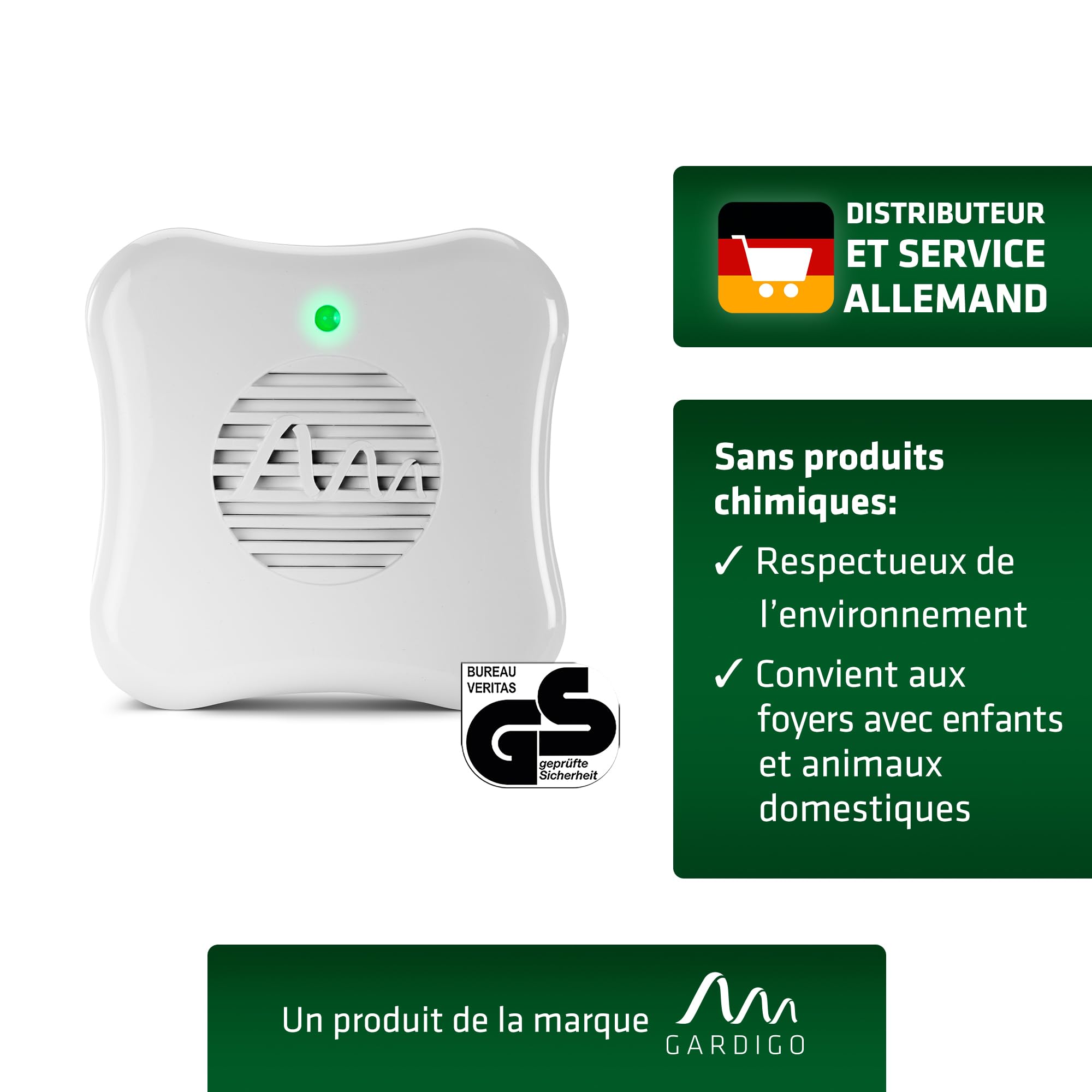 GARDIGO® Répulsif Anti-Araignée à Ultrasons – Lot de 2 – Usage Intérieur, Portée 25 m² – Anti Insectes Ultrasonique, Solution Écologique sans Produit Chimique