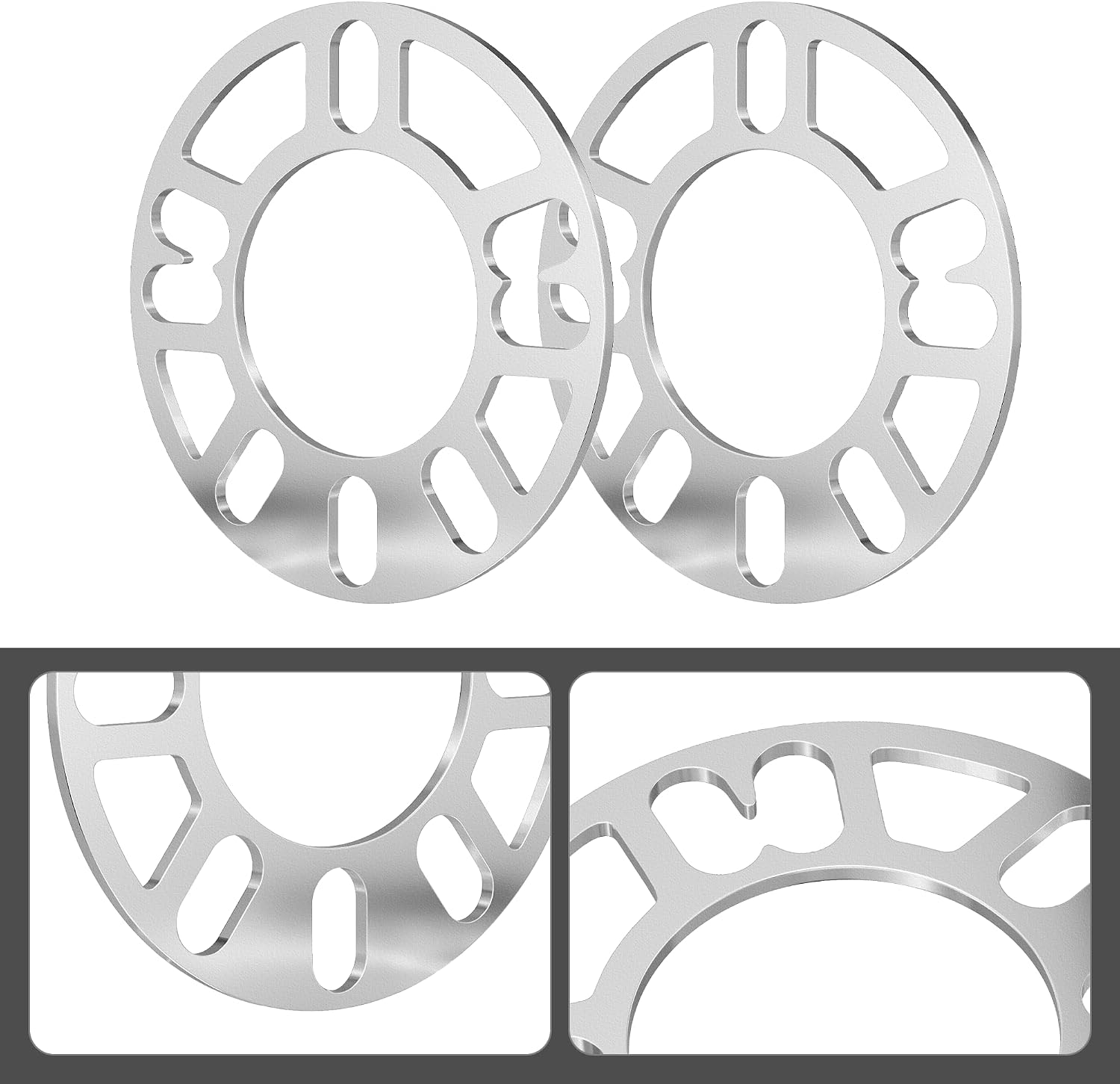 4 Pack Universal Wheel Spacers, 5mm (3/16") Thick, Fits 4 & 5 Lug Wheels, Bolt Patterns 4x98/100/108/114.3 & 5x100/105/108/110/112/114.3(5x4.5)/120 - Heavy-Duty Car/Truck Rim Replacement
