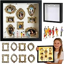 Mini People Figures Museum DIY Set with Mini Picture Frame Vintage & Miniature Figures Museum for Unique Moments, Meaningful Gift for Valentine's Day (Black)