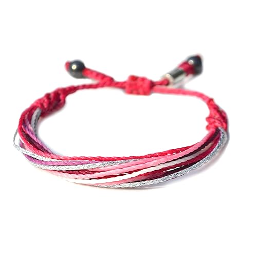 Pink Purple Silver Bracelet for Young Girls - Valentines Day Gift for Girls Friendship Bracelet Galentine in Hot Pink, Lavender and Silver Cord -