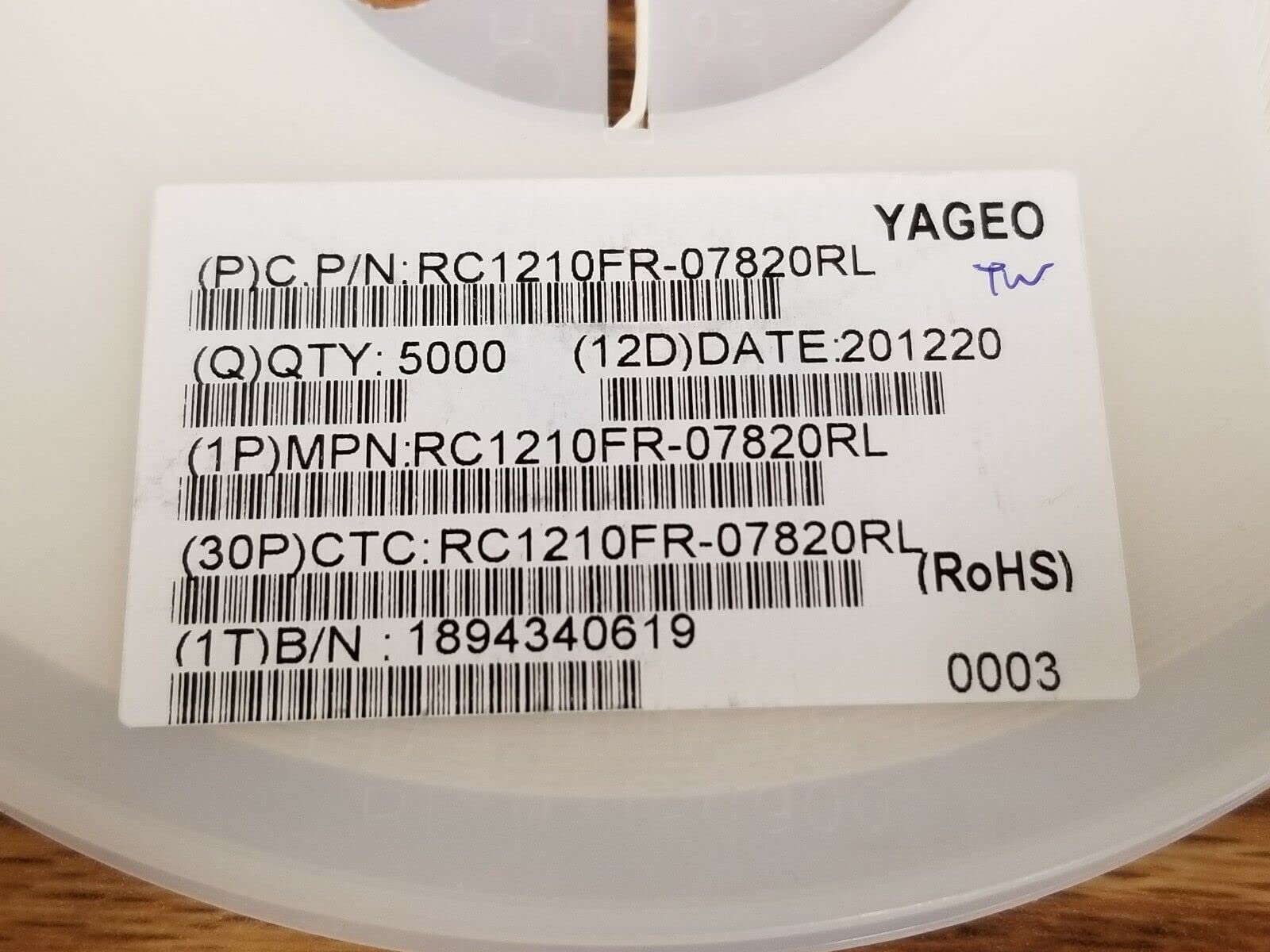 5K Reel - RC1210FR-07820RL, Yageo, Thick Film Resistors, US Stock*
