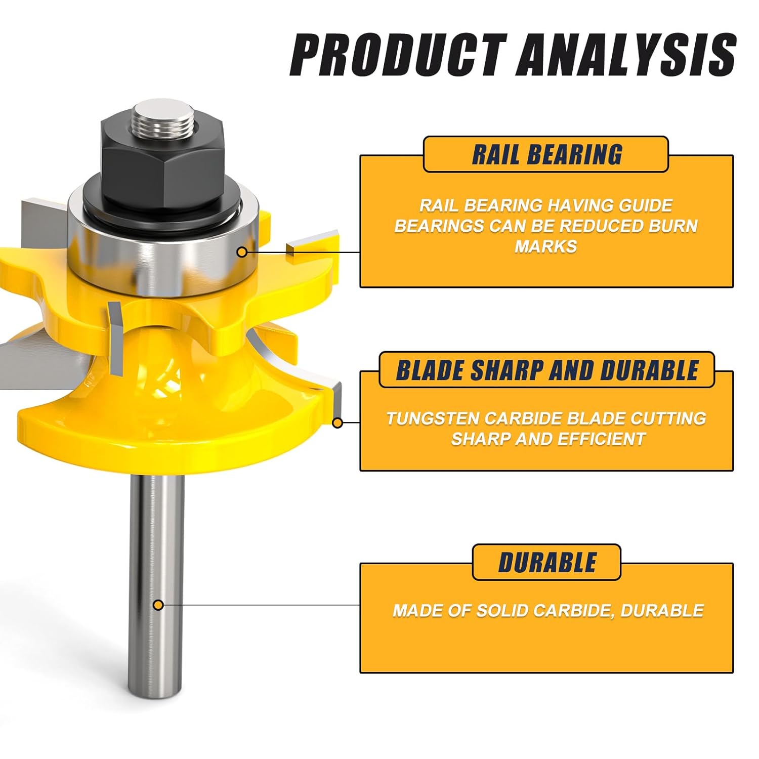 2PCS Bit Thumbnail Rail and Stile Router Bit Set 1/4 Inch Shank Woodworking Tongue and Groove Router Bit Raised Panel Milling Cutter Tools for Cabinet Door, Frames and More