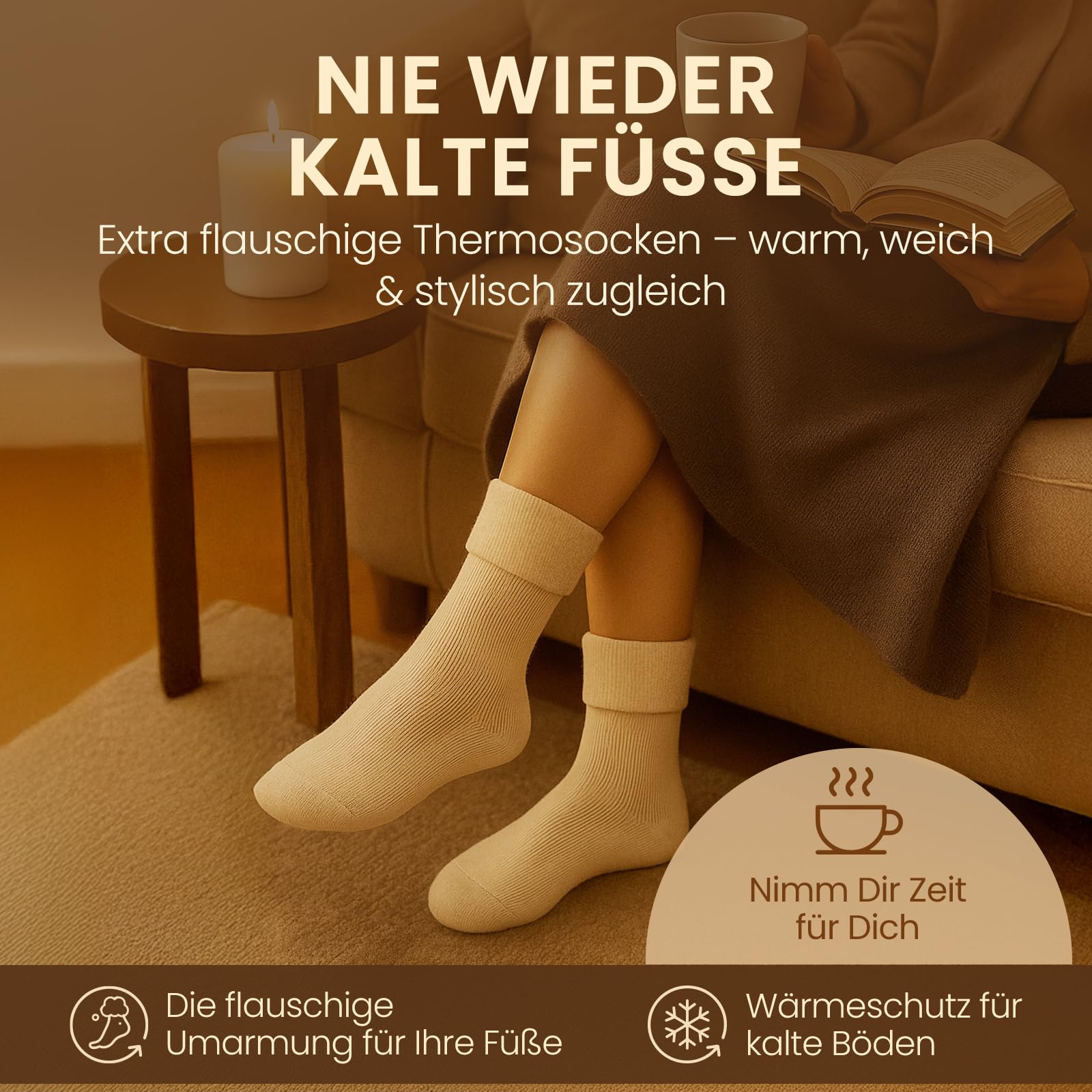 Chaussettes de lit douillettes unisexes - Chaussettes de sommeil moelleuses et sans couture pour homme et femme - Chaussettes de nuit chaudes pour le bien-être et le yoga - Vendues par paire