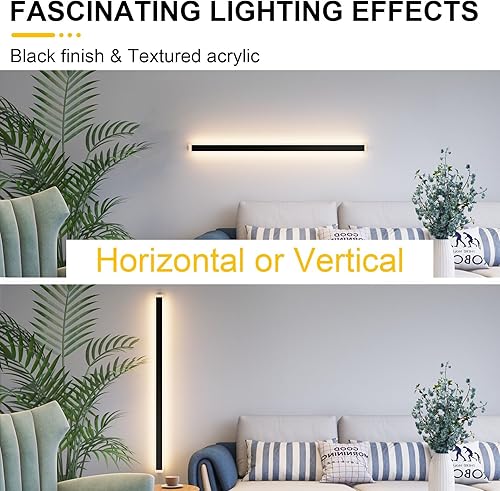 Vista 14 de Paquete de 2 luces para exteriores, moderna lámpara de pared para exteriores, tira larga, aplique de pared LED IP65, luz cálida antioxidante, 3000