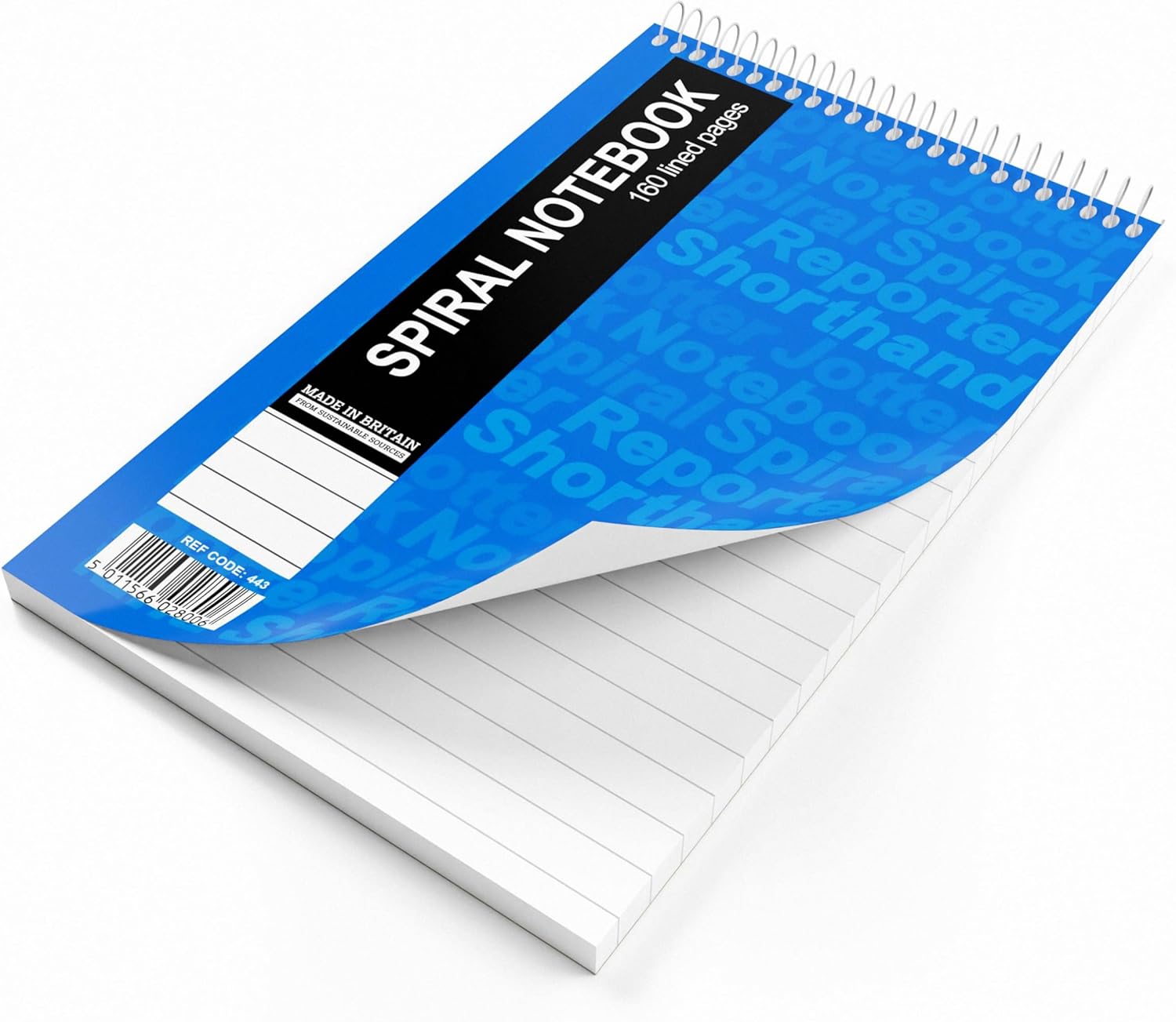 Silvine 8x5 Reporter's Spiral Shorthand Notebook with 160 Pages (Pack of 12), Blue (Cover may vary)