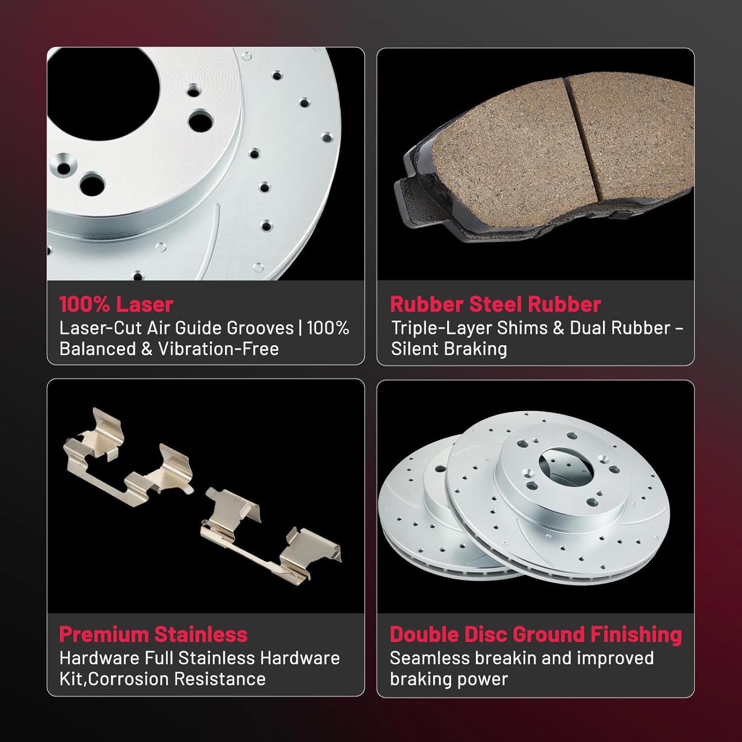 BDFHYK Front Brake Kit Compatible with Honda Civic 2006 2007 2008 2009 2010 2011, L4 1.8L, Drilled Slotted Brakes Rotors and Ceramic Brake Pads, Replacement S-31311 D-465A
