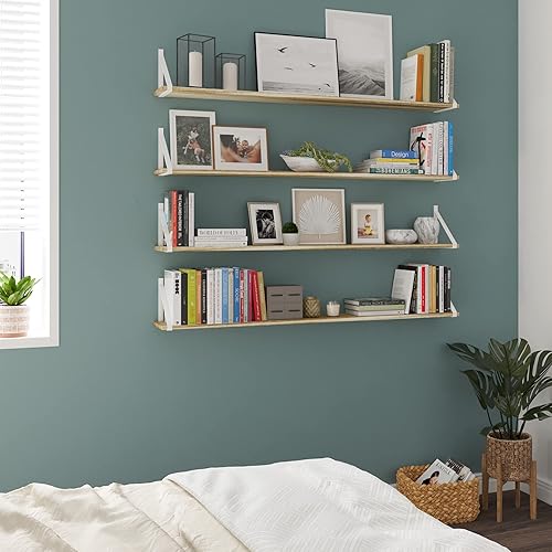 Miniatura 6 de Wallniture Bora - Estantes flotantes largos, 48 x 6 pulgadas, estantería montada en la pared para sala de estar, baño, cocina y dormitorio, estantes