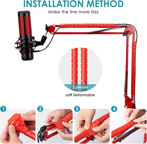 Miniatura 5 de YOUSHARES Brazo de brazo compatible con micrófono HyperX Quadcast, brazo de brazo Quadcast con adaptador y 2 fundas de cable para juegos,