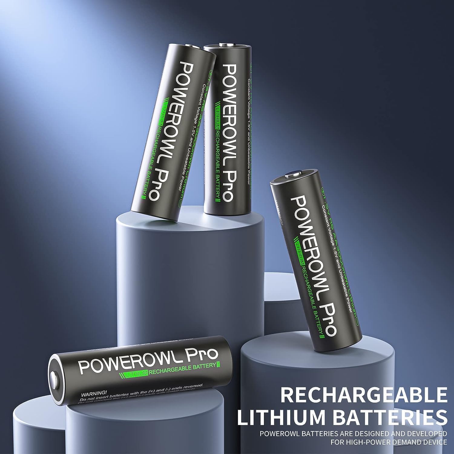 POWEROWL Batterie al litio ricaricabili AA 3000 mWh 1,5 V 8 confezioni con caricabatterie per fotocamera VR/AR Headset Xbox Controller