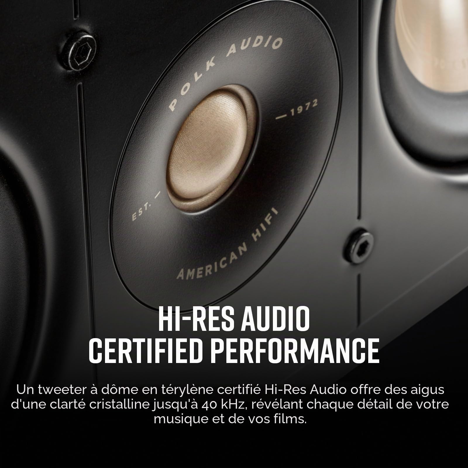Polk Audio Signature Elite ES30 Enceinte Centrale Hi-Res, Compatible Dolby Atmos/DTS:X - Noir