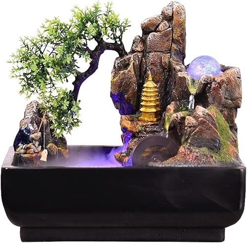 Indoor Water Fountain Tabletop Fountains Desktop Rockery Fountain Office Lucky Fountain Desktop Waterfall Fountain Indoor Water Decorative Fountain
